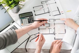 interior design designer planning architecture drawing architect business plan construction sketch concept house illustration creative concept - stock image